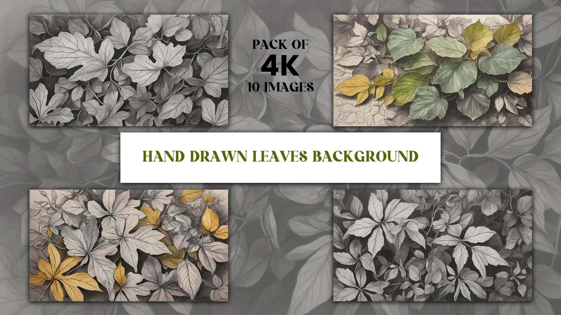 Vintage Hand Drawn Leaf Textures Nature Themed Backgrounds